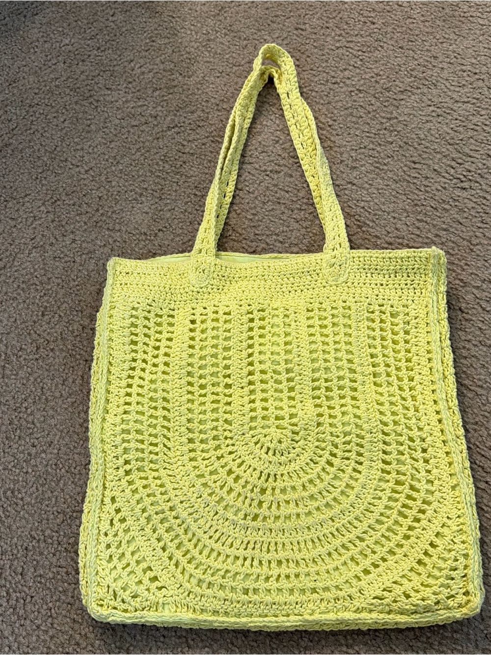 Yellow Crochet Tote Bag - Lightweight Summer Market Bag